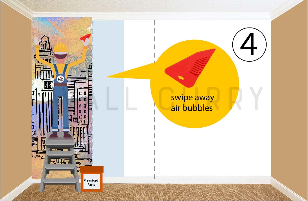 Step 4 - Pasting panel 1 on the wall Step 4 - Pasting panel 1 on the wall