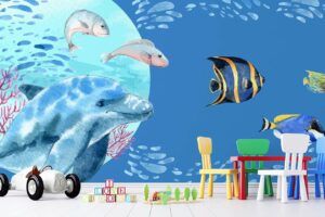 Fishes swimming in deep blue Sea