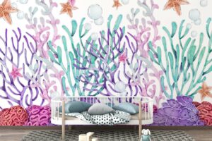 Hand Painted Coral Reef with Starfishes