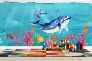 Marine life-Whale Nemo Sea Horse swimming in the ocean