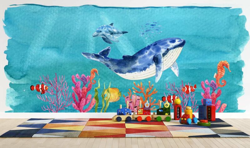 Marine life-Whale Nemo Sea Horse swimming in the ocean