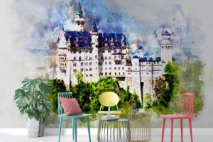 Castle in watercolor-Art facade