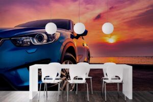 Blue compact SUV car with Sport and Modern design