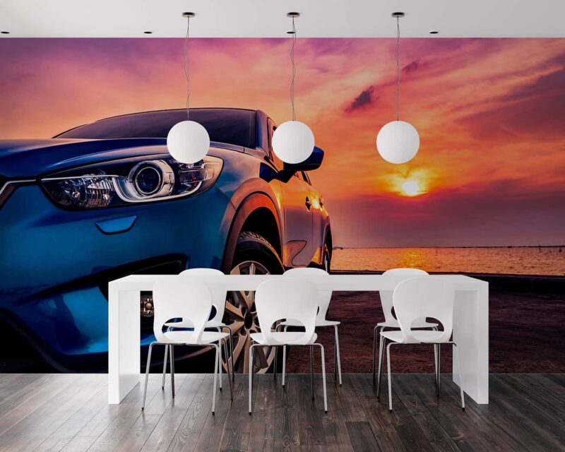 Blue compact SUV car with Sport and Modern design