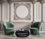 Classic interior wall with elaborate mouldings