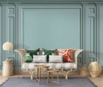 Classic interior walls with mouldings-Teal blue