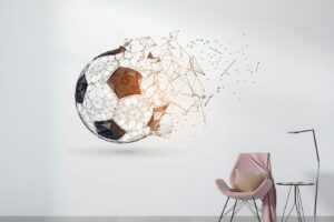 Football ball illustrated in Dots and lines