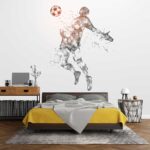 Silhouette of a soccer player-Dots and lines art