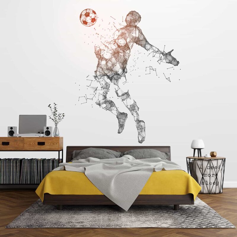 Silhouette of a soccer player-Dots and lines art