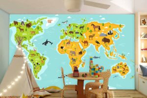 World Continents with Flora and Fauna