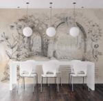 Arched cityscape line art Diningroom wallpaper 4