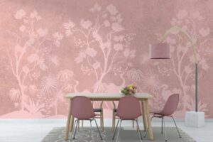 Chinoiserie-art-birds-and-foliage-illustration-Pink-Diningroom-wallpaper-1