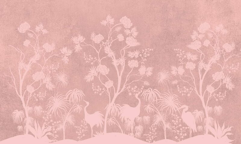 Chinoiserie-art-birds-and-foliage-illustration-Pink-wallpaper-2