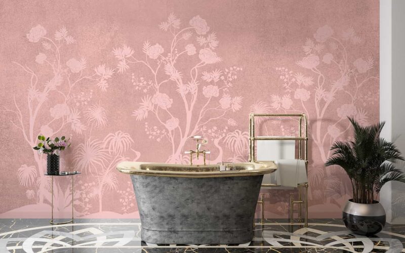 Chinoiserie-art-birds-and-foliage-illustration-Pink-wallpaper-4