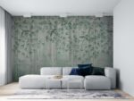 Falling leaves on Classic wall of old stucco panels Livingroom wallpaper 3