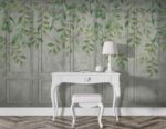 Classic wall of old stucco panels with falling leaves Livingroom wallpaper 5