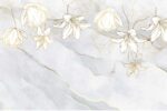 Pearl Golden flowers on marble wallpaper 2