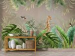 Tropical wallpaper with giraffe and birds Livingroom wallpaper 3