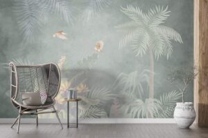 Tropical art background Livingroom wallpaper 1