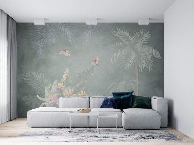 Tropical art background Livingroom wallpaper 4