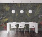 Tropical leaves and flowers in abstract background Diningroom wallpaper 4