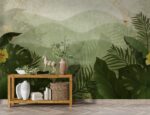 Tall tropical leaves Livingroom wallpaper 5