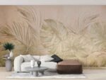 Watercolor tropical palm monstera leaves Livingroom wallpaper 3