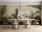 Tropical leaves behind frosted glass Diningroom wallpaper 4