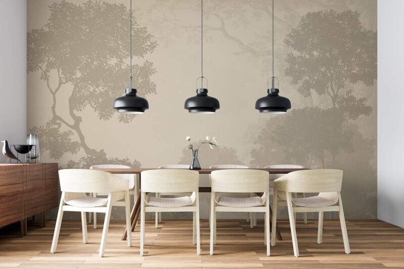 Sepia Jungle trees Diningroom wallpaper 4