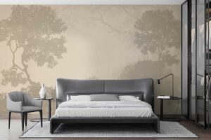 Sepia Jungle trees bedroom wallpaper 1