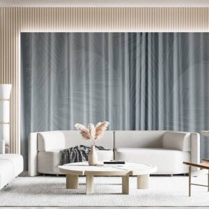 Watercolor leaves – striped Livingroom wallpaper 1