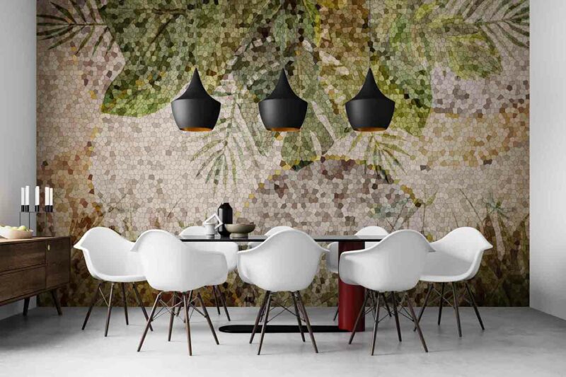 Tropical mosaic style Diningroom wallpaper 4