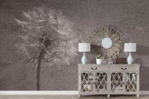 Dandelion seed on vintage background Livingroom wallpaper 1