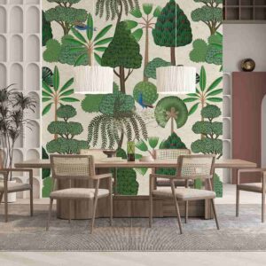 Pichwai style trees Diningroom wallpaper 3
