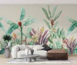 Banana tree with tropical greens Livingroom wallpaper 1