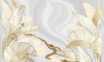 Ivory gold leaves on marble background wallpaper 2