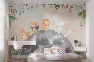 Cute Safari Animals on the moon