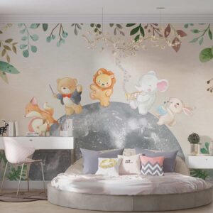 Cute Safari Animals on the moon
