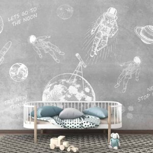 Astronomical galaxy, astronauts in space-gray