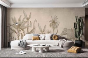 Watercolor trees with elephant stride