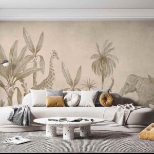 Watercolor trees with elephant stride