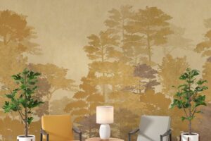 Earthy tones Forest Tree Wallpaper Mural