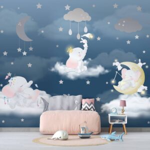 Midnight Fantasy-Elephants on Clouds