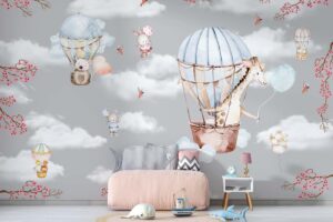 In the clouds-Giraffe with Balloon