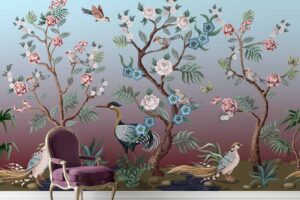 Chinoiserie Bird & Blossom Mural
