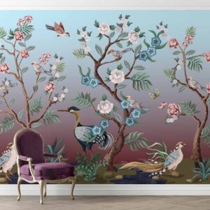 Chinoiserie Bird & Blossom Mural
