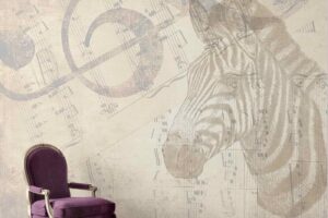 Zebra & Musical Notes Collage Mural