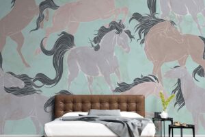Galloping Horses in pastel shades Wallpaper
