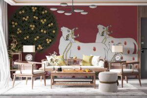 Sacred Cow, Tree and lotuses