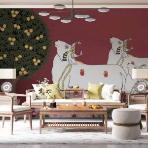 Sacred Cow, Tree and lotuses